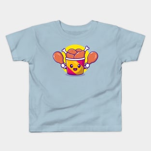 Cute Bucket Fried Chicken Cartoon Kids T-Shirt